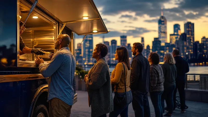 Customers lining up at a food truck window, Connecticut Peddler and Vendor Licenses