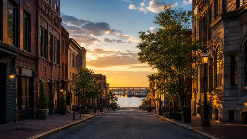 Harborside city commercial street of brick and stone buildings with water glimpsed at the end of the block, Bridgeport, CT Business License