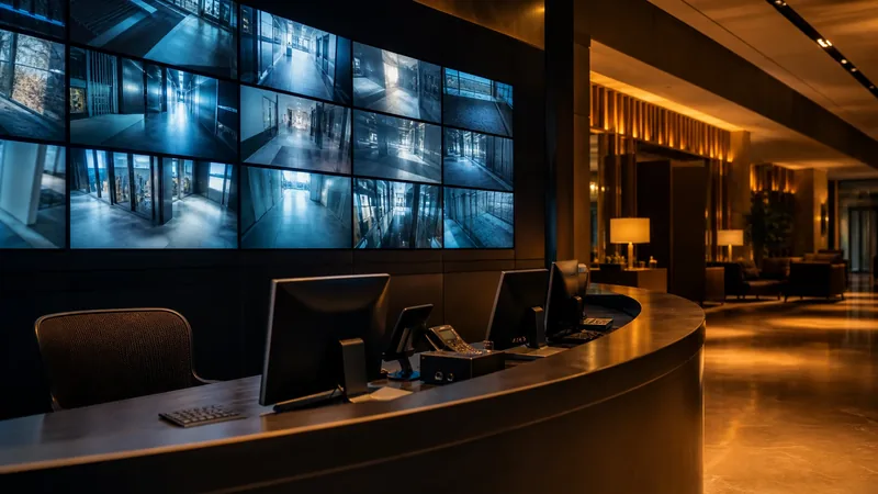 Security desk with a wall of camera monitors, How to Start a Security Guard Company in Connecticut