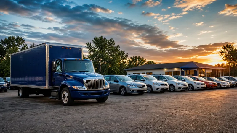 Box truck and cars outside a small auto lot, How to Start an Auto Repair Shop in Connecticut