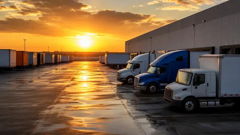 Box trucks and semis at a logistics yard, How to Start a Trucking Company in Connecticut